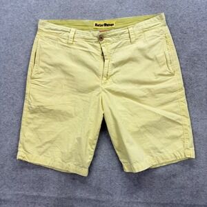 Tailor Vintage Chino Shorts Mens 34 Yellow Cotton Casual Summer Classic Walking